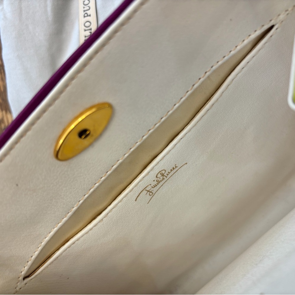 Vintage 70s Emilio Pucci Silk Gold Chain Handbag - Picture 11 of 12